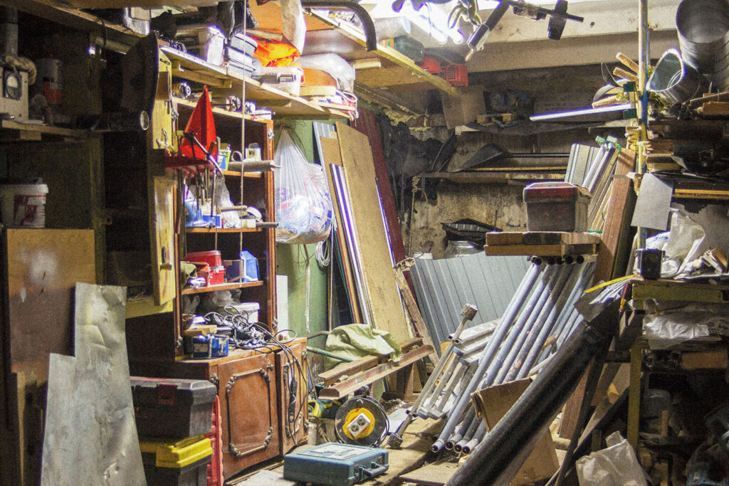 Garage filled with junk